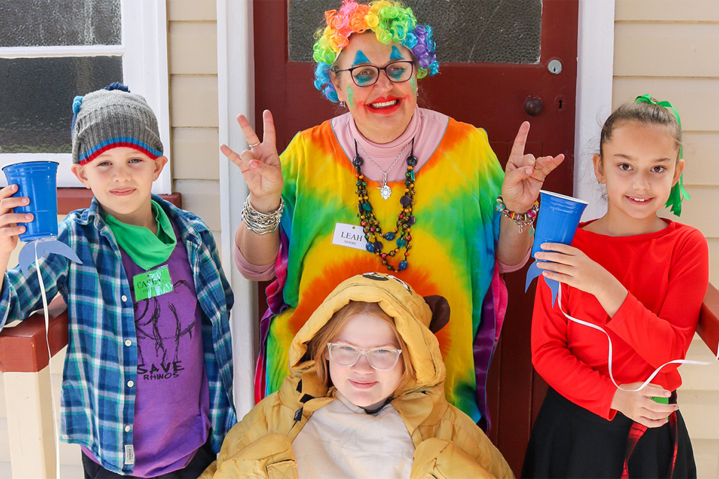 Having a whale of a time learning about the Bible story of Jonah were Casey Stevens (left) and Ahri Macdonald (right) with Leah Moore and junior leader Olivia Sutton (front).