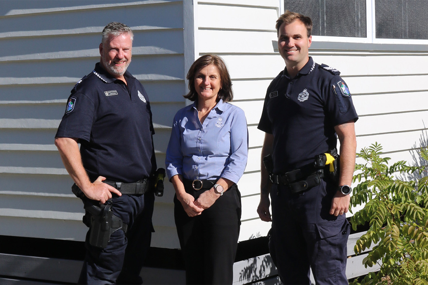 Senior Constable Jason Mole, Dawn Jocumsen and Sergeant Sam Angus.