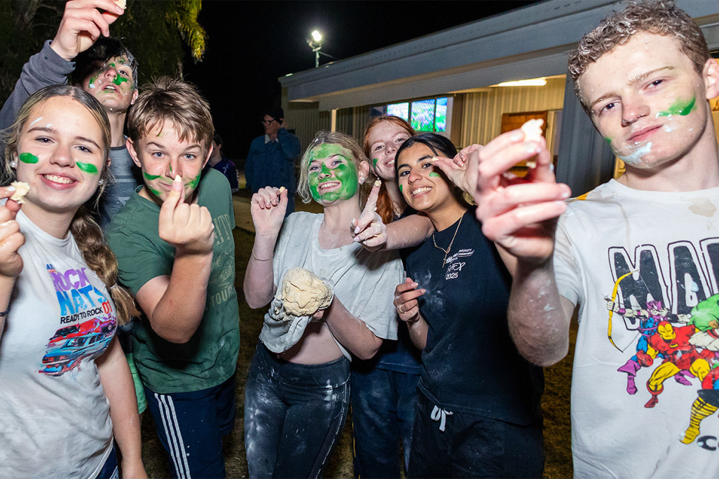 In this particular challenge, the youth were asked to make pasta dough using each other as human bowls. It’s safe to say the dough ended up everywhere. Photo, Emily Hobbs