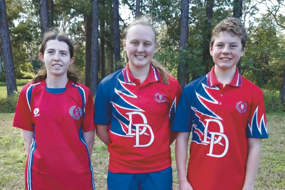 State success… Competing at last month’s Queensland Schools Orienteering Championships in Brisbane were Emma McKenzie, Maxine Lovell and Eric Lovell.