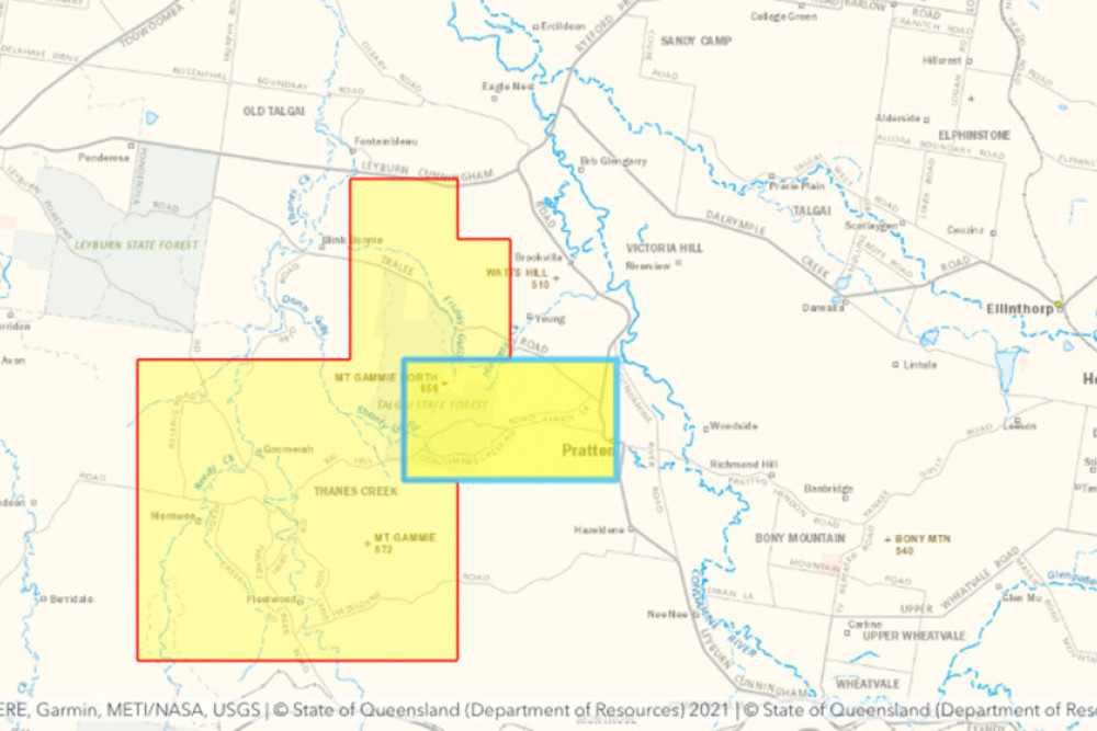 Queensland Gold Hills has two exploration permits, the Big Hill Gold Project (EPM 18255) outlined in blue and the Titan Project (EPM 27507) outlined in red.