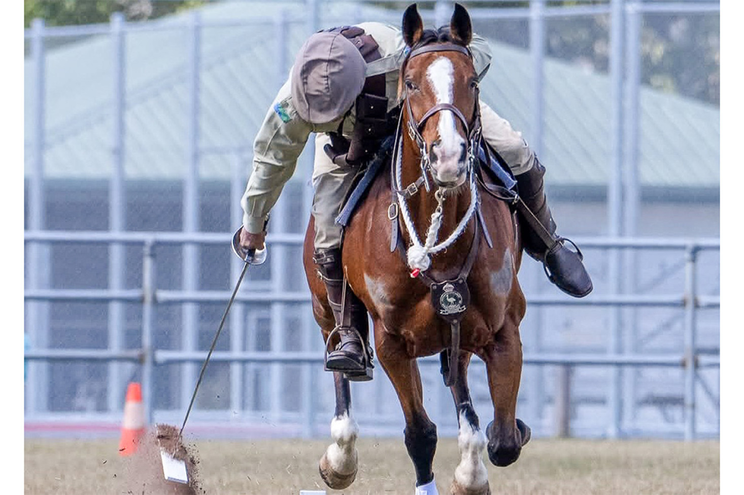 Richard Howard in action during the tent pegging.