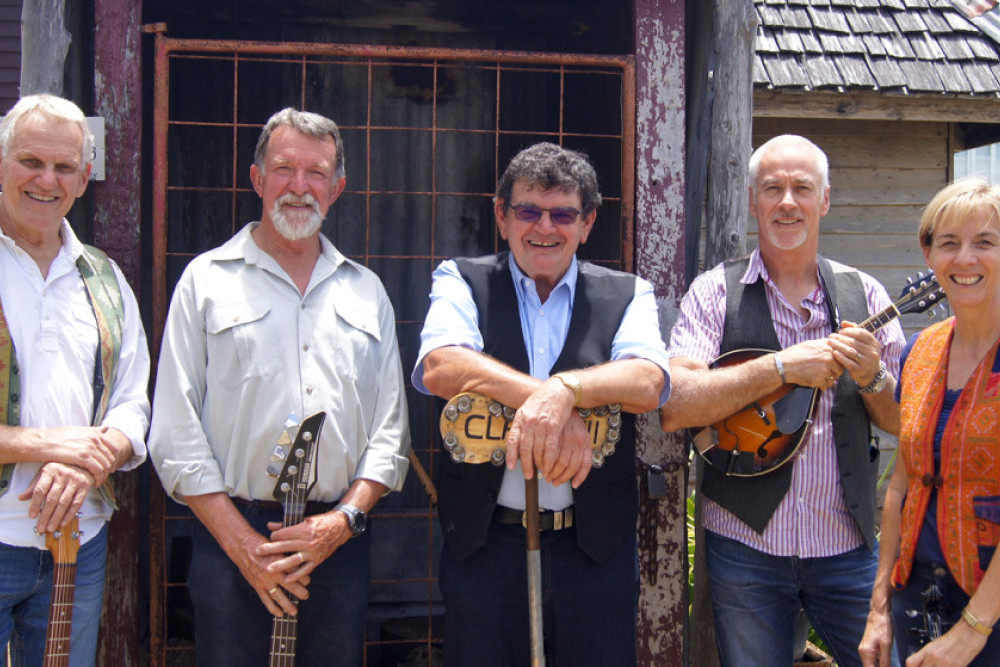 From left: Ridgee Didge Bush Band members John Swan, Brian Cullen, Trevor Beutel, Brett Gredig, Kathy Bianchi.