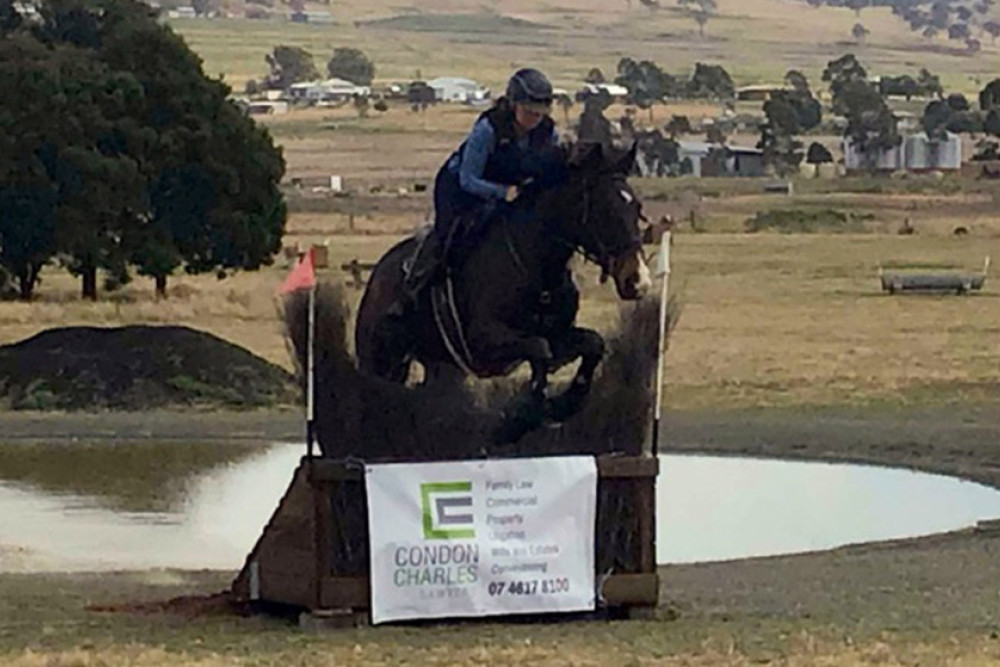 Water jump equestrian action taking place at Hodgson Vale’s RM Williams Equestrian Centre earlier this year.