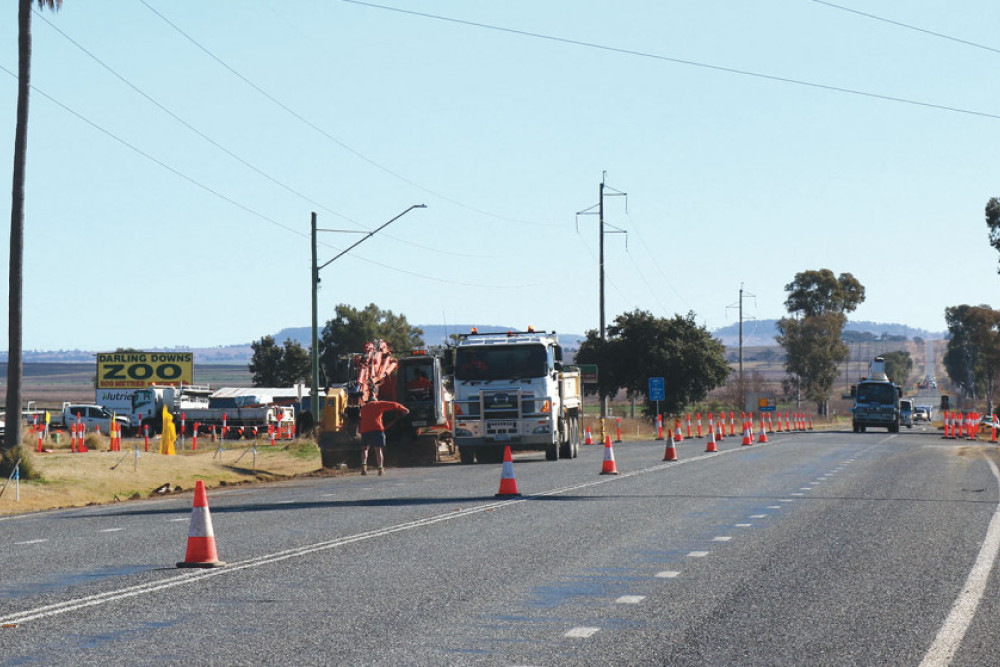 Temporary traffic lights were in place as work on the intersection took place.