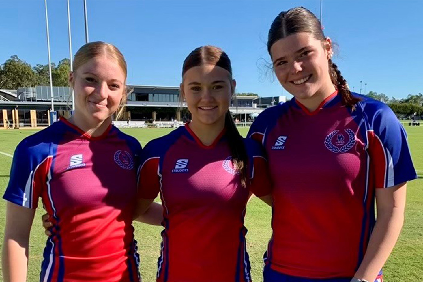 ABOVE: Isabelle Duncombe, Josie Hollis and Bridie Sutton were selected for the Darling Downs 15-16 Years Girls Rugby League side. Absent: Frankie Pile.