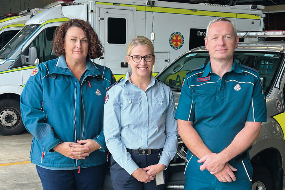 From left: Mental Health Clinician Michelle Kerr, Mental Health Response Program Director Sandra Garner and paramedic Andy Campbell.