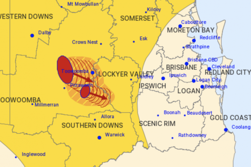 The Bureau of Meteorology is issuing ongoing warnings for the Darling Downs as storms will continue across the region into the afternoon.