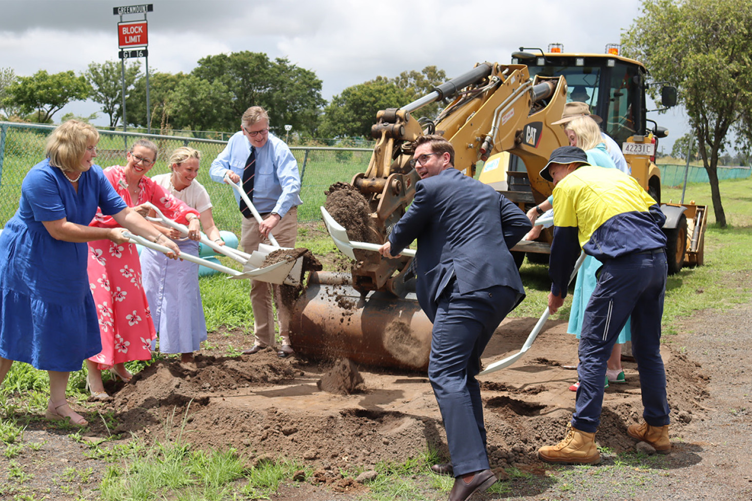 Pictured at Thursday’s sod turning are, clockwise from left, Queensland Minister for Local Government and Water, Ann Leahy, Cr Melissa Taylor, Cr Edwina Farquhar, Member for Southern Downs James Lister, Queensland Assistant Minister to the Premier and Cabinet Trevor Watts, Deputy Mayor Rebecca Vonhoff, TRC Foreman Construction Patrick Radford and Mayor Geoff McDonald.