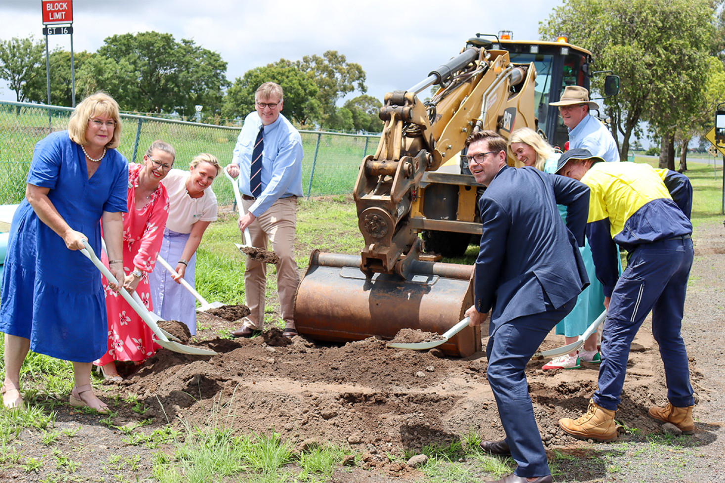 Pictured at Thursday’s sod turning are, clockwise from left, Queensland Minister for Local Government and Water, Ann Leahy, Cr Melissa Taylor, Cr Edwina Farquhar, Member for Southern Downs James Lister, Queensland Assistant Minister to the Premier and Cabinet Trevor Watts, Deputy Mayor Rebecca Vonhoff, TRC Foreman Construction Patrick Radford and Mayor Geoff McDonald.