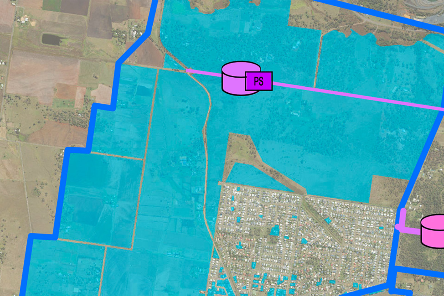 Part of the report was this map showing plans for South Toowoomba Water and Sewerage Infrastructure with Residential Growth, from April 2024.