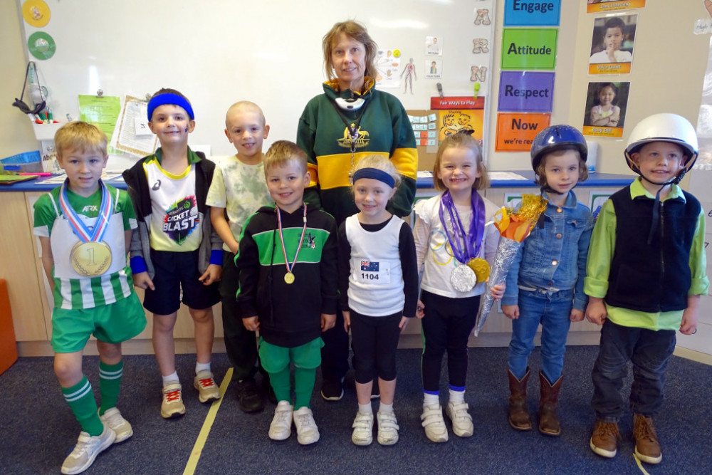 Prep to Year 6 students, their teachers and school staff wore green and gold to celebrate Australian successes in the Olympic Games.