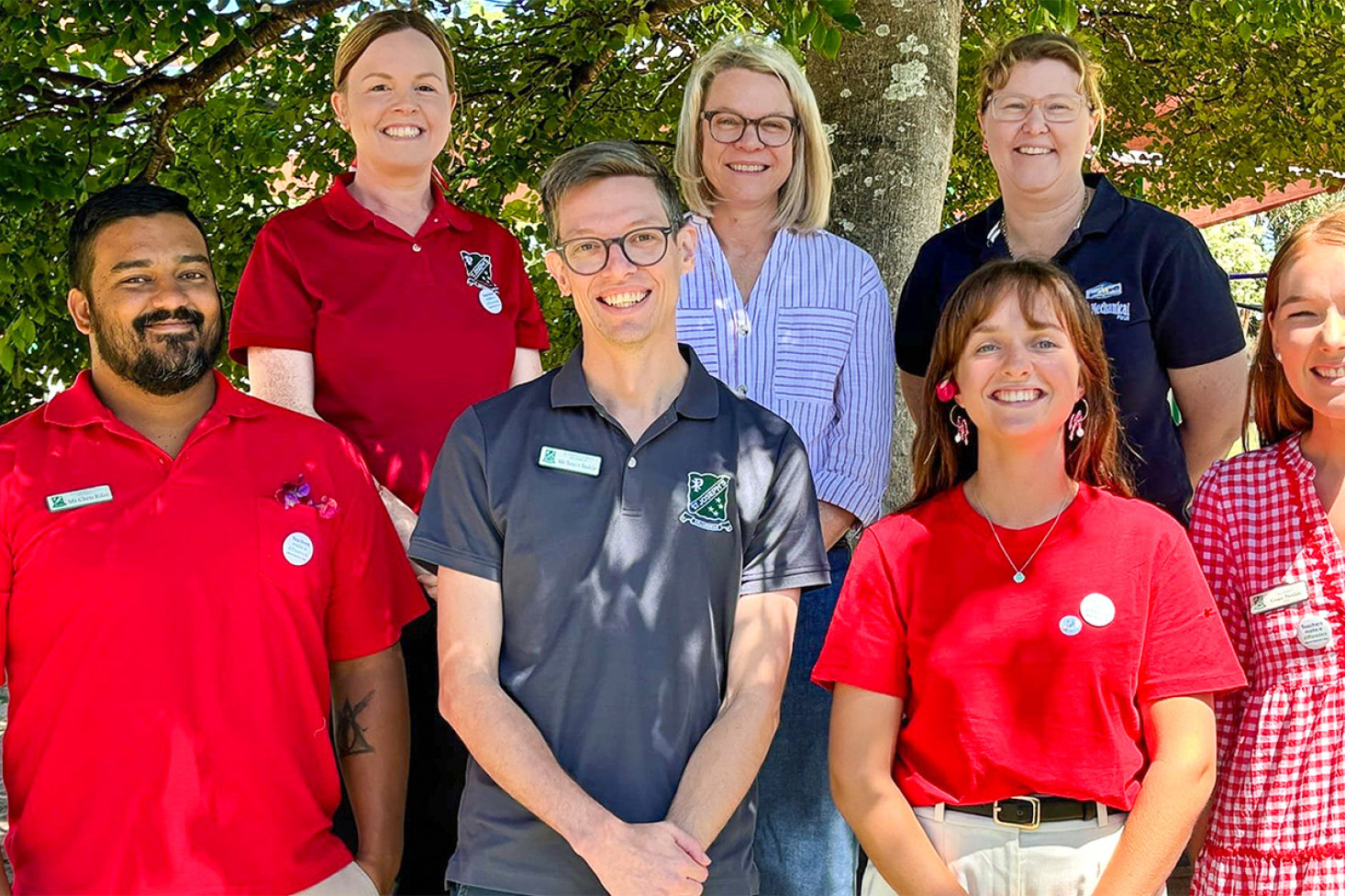 Teachers of St. Joseph’s Primary School Millmerran are Mrs Catherine Folker, Mrs Meredith Thompson, Mrs Fiona Andrews, (front) Mr Chris Riley, Mr Saxon Inskip and Miss Grace Twidale.