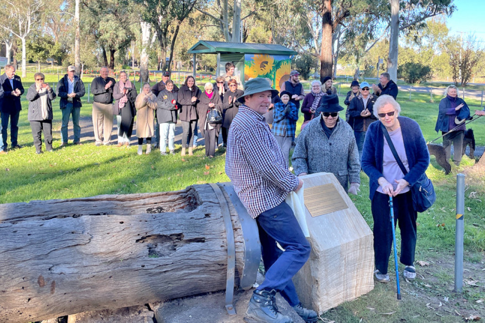 Descendents of the Stark and Busiko families attended the revealing of the plaques on Saturday. Photo - Kerry Smith