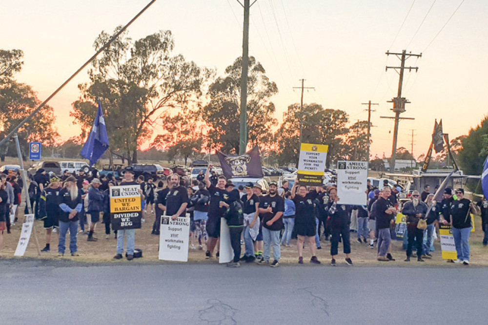 Strike action had been ongoing at the Oakey plant for several months, including when this photo was taken in October.