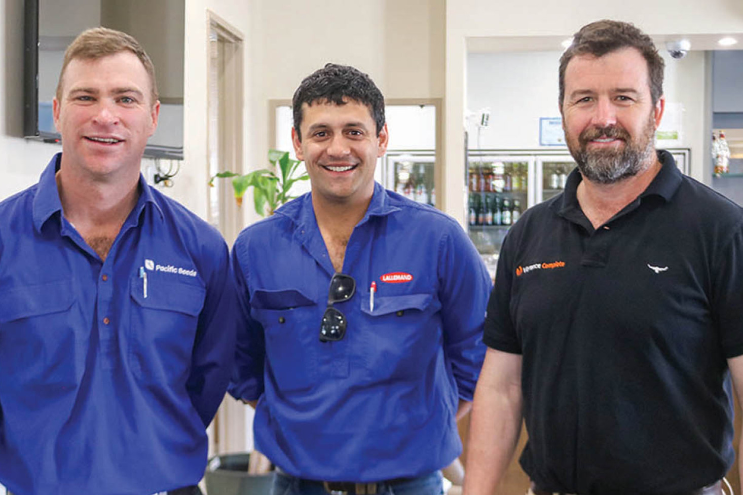 Guest speaker Chris Gillam (Pacific Seeds) with Jordan Minniecon (Lallemand) and Andrew Dayas (Syngenta).