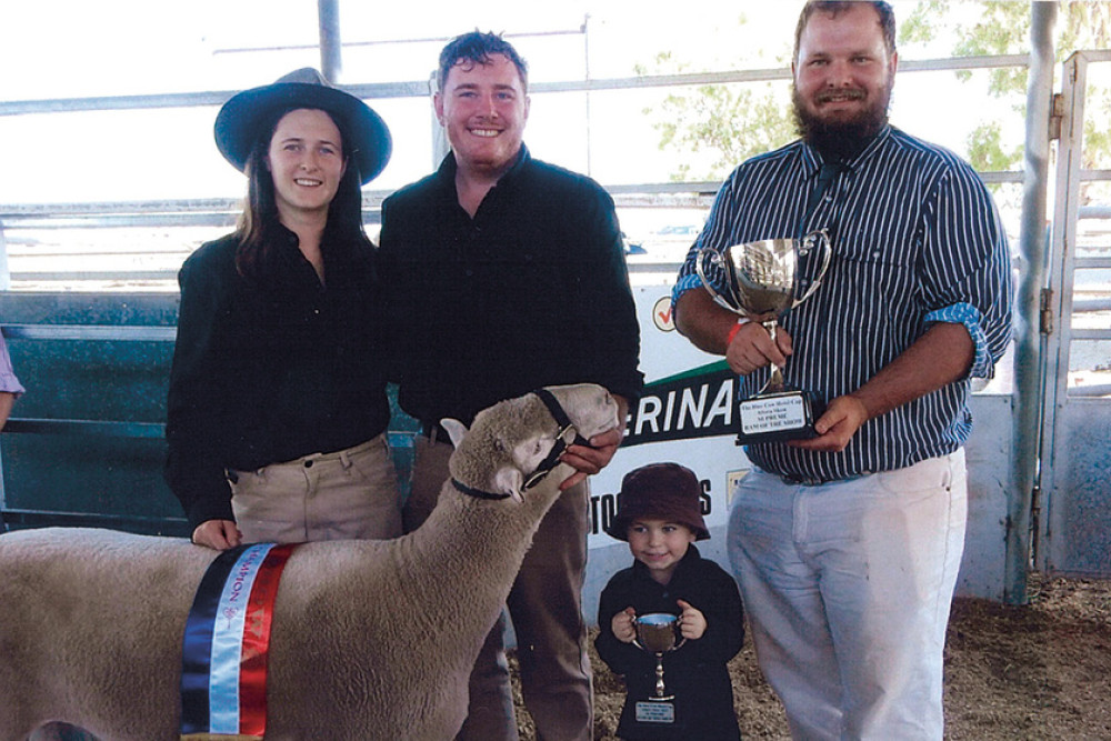 Supreme Champion Ram - Matt Franklin and family with Judge Matt Redmond from West Haldon.