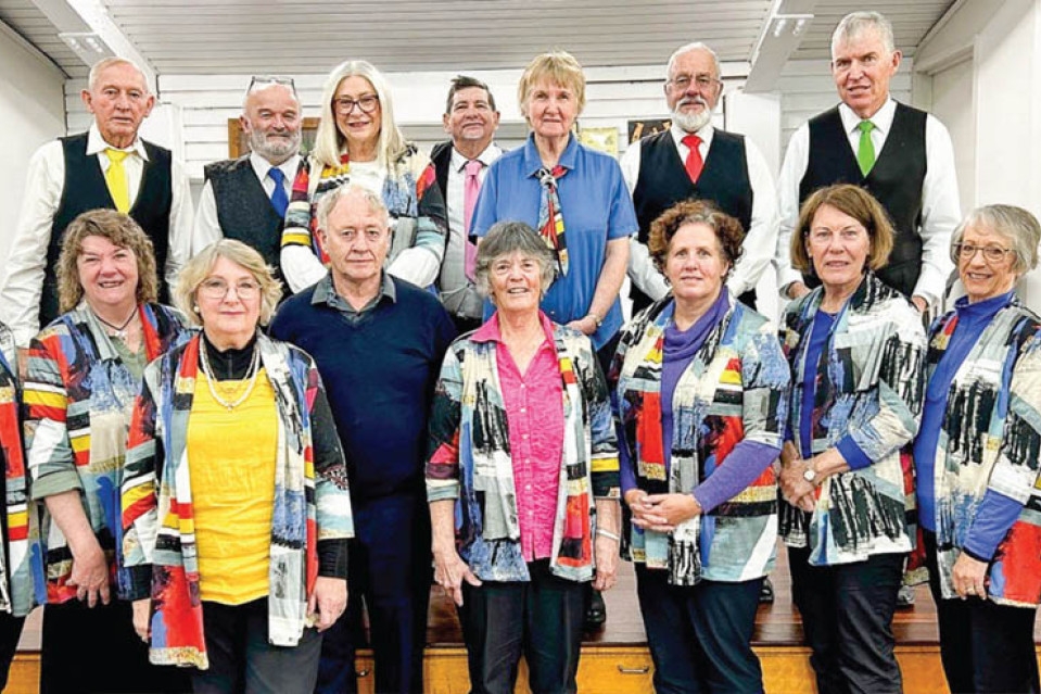 Take Note performers at the Dalby Eisteddfod earlier this year were (from back) Frank Goodall, Murray French, Andrea Trubody, Peter Trubody, Cheryl Fowler, Lindsay Proudlock, Colin Carmichael, (front) Brenda Prentice, Roslyn Hartwig, Cecelia Krieg, Andrew Doecke (Conductor), Robbie Daley, Roberta Redfern, Sue Price, Vicky Barrett, and Julianne McEwan.