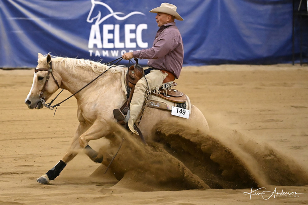 Tim Hoffman on NPH Dunitall at the recent Australian National Reining Championships. Photo: Ken Anderson Equine Photography