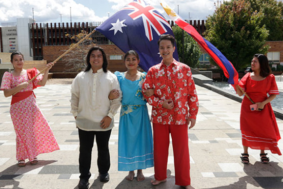 From left: Marji Lou Virtudazo, Christian Peralta, Joanna Casilum, Alonzo Lim and Desire Peralta will be performing at the Toowoomba Languages and Cultures Festival.