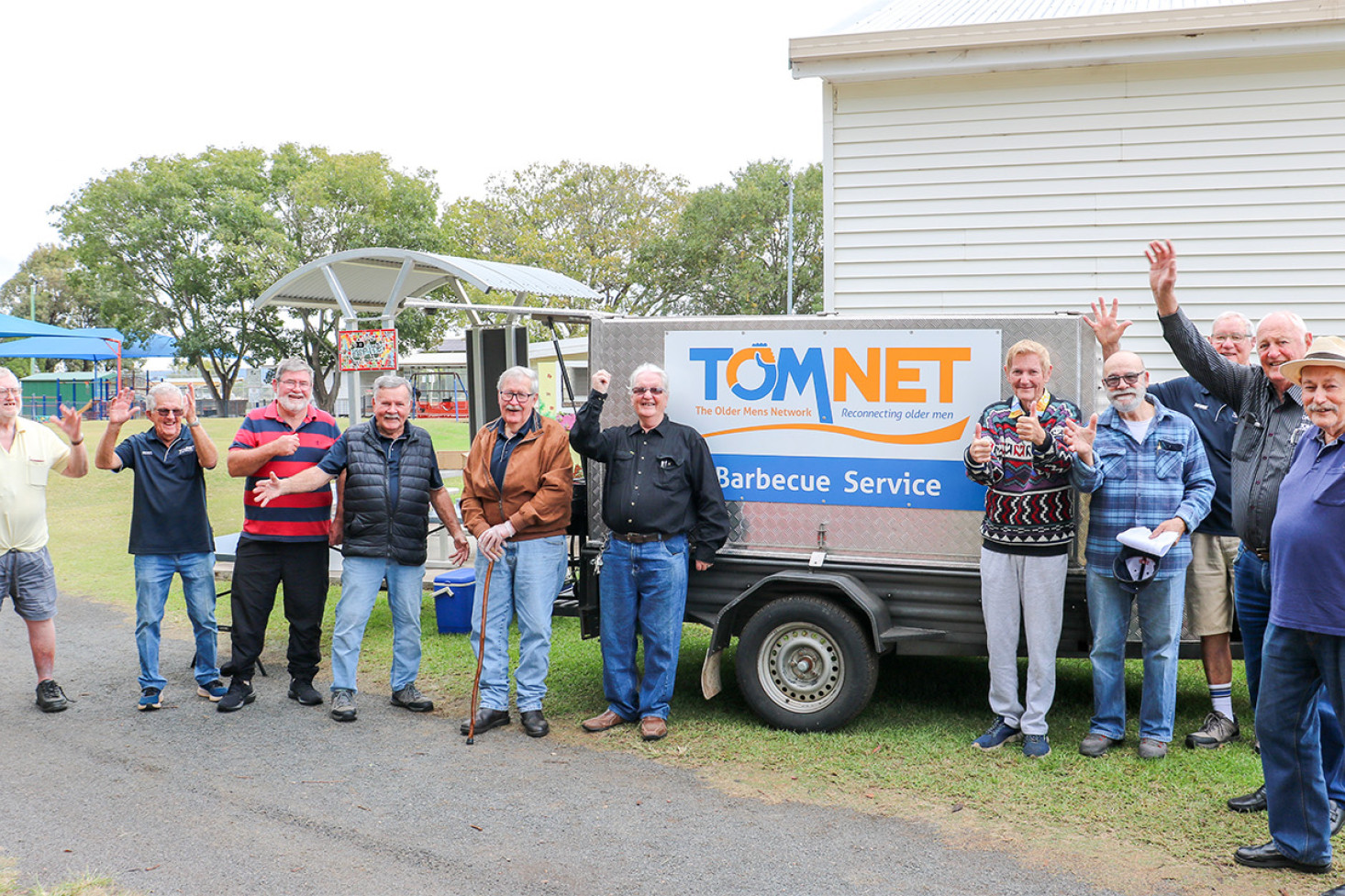 Clifton Area Men’s Group and TOMNET members gathered together last Friday for an informal chat and a barbecue at the Dabblers workshop in King Street.