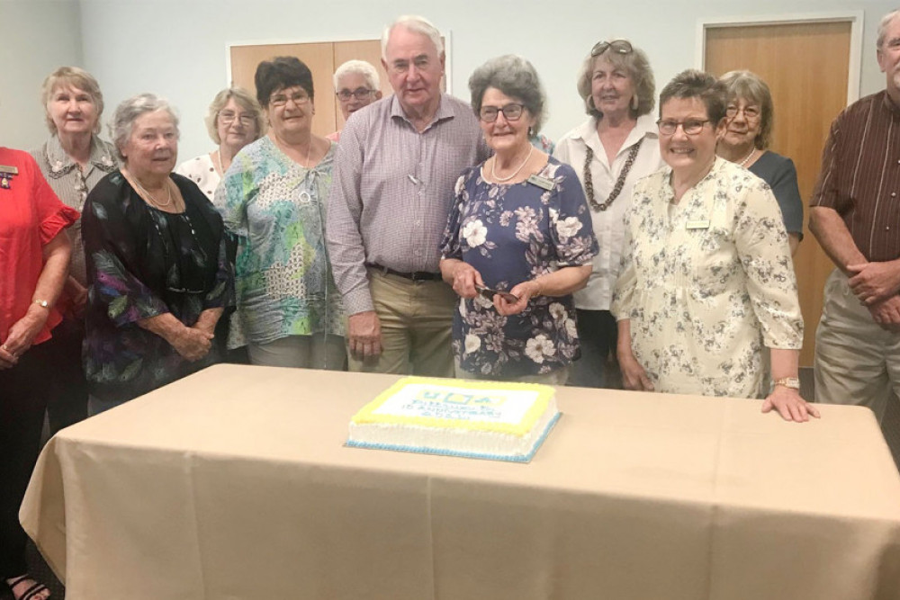 Pittsworth’s University of the Third Age celebrates 10 years since its formation. From left are Rhonda Weston AM, Cheryl Fowler, Frances Anderson, Cecilia Krieg, Barbara Vines, Trish Arnold, Mayor Paul Antonio, Lyndall Madden, Scotia McCawley, Ros Scotney OAM, Inge Gajzcek and David Western.