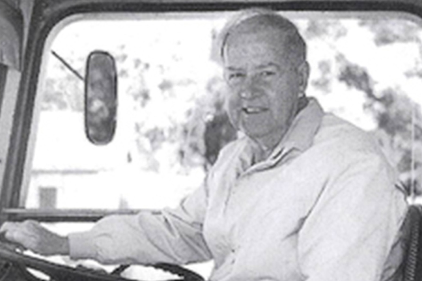 Vern Iles on his bus in the late 1990s. Photo - Joanne Evans