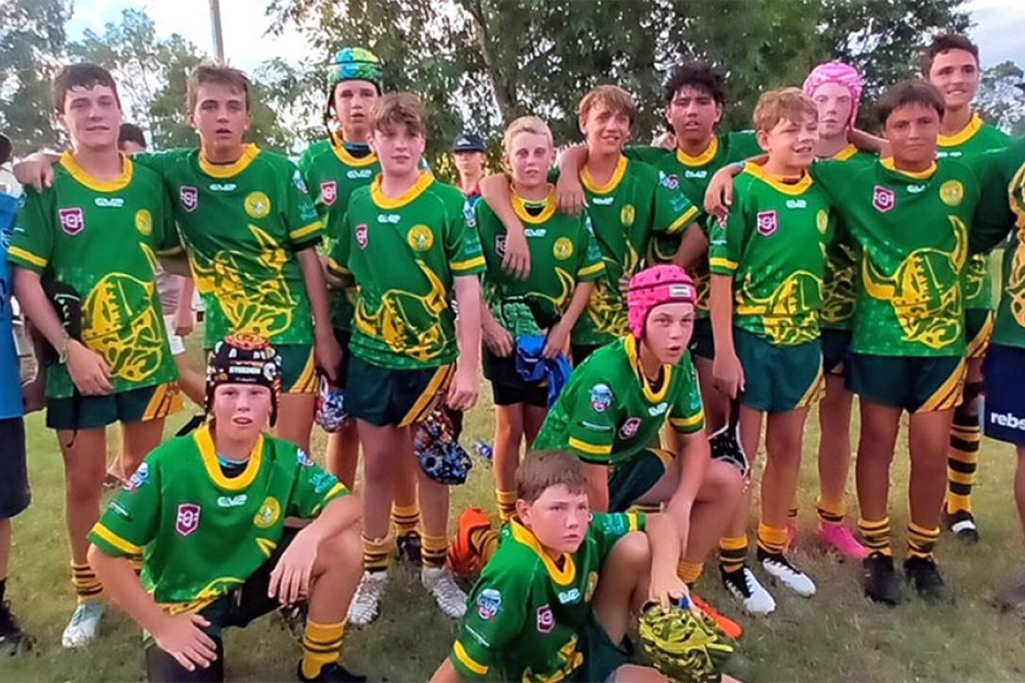 Wattles Junior Rugby League Club Under 14 team that finished undefeated in last year’s Adrian Vowles Cup Carnival in Charleville. Back Row: George Gall (Trainer), Jack Burton, Jack Harrigan, Bailey Naumann, Hugh Denny, Cooper Zadow, Archer Steinhardt, Jaylan Fuller, Nate Murdoch, Zavier Dalsanto, Ty Betts, Ryan Donadel, Glen McMillan (Coach). Front: Bailey Gascoyne, Jonte May, Jake Lyons. Absent: Adam May (Manager). (Photo - Melissa Betts)