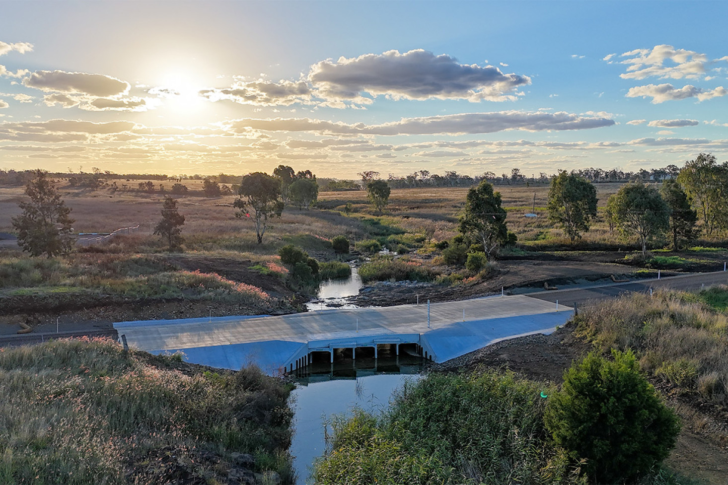 The new culvert over Westbrook Creek on Westbrook-Wyreema Road.