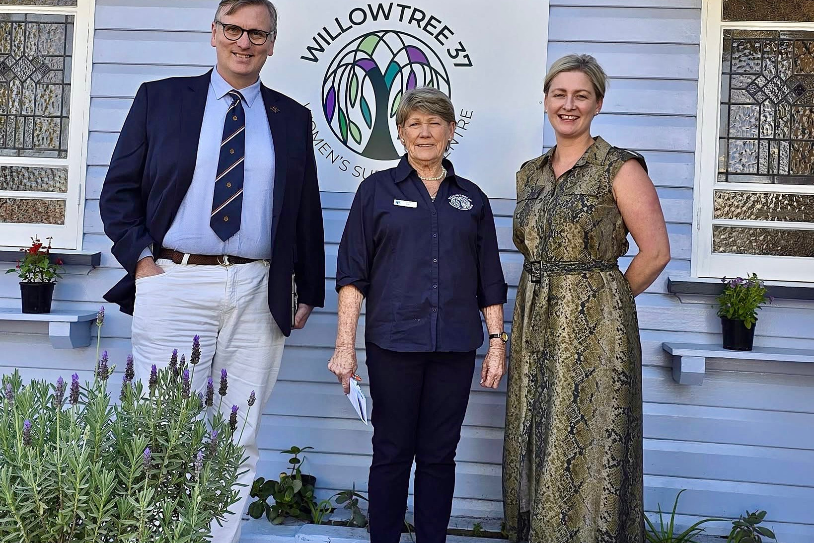 At WillowTree 37 in Warwick earlier this year, from left, Member for Southern Downs James Lister, WillowTree 37 President Jill Bockman and Minister for the Prevention of Domestic and Family Violence Amanda Camm.