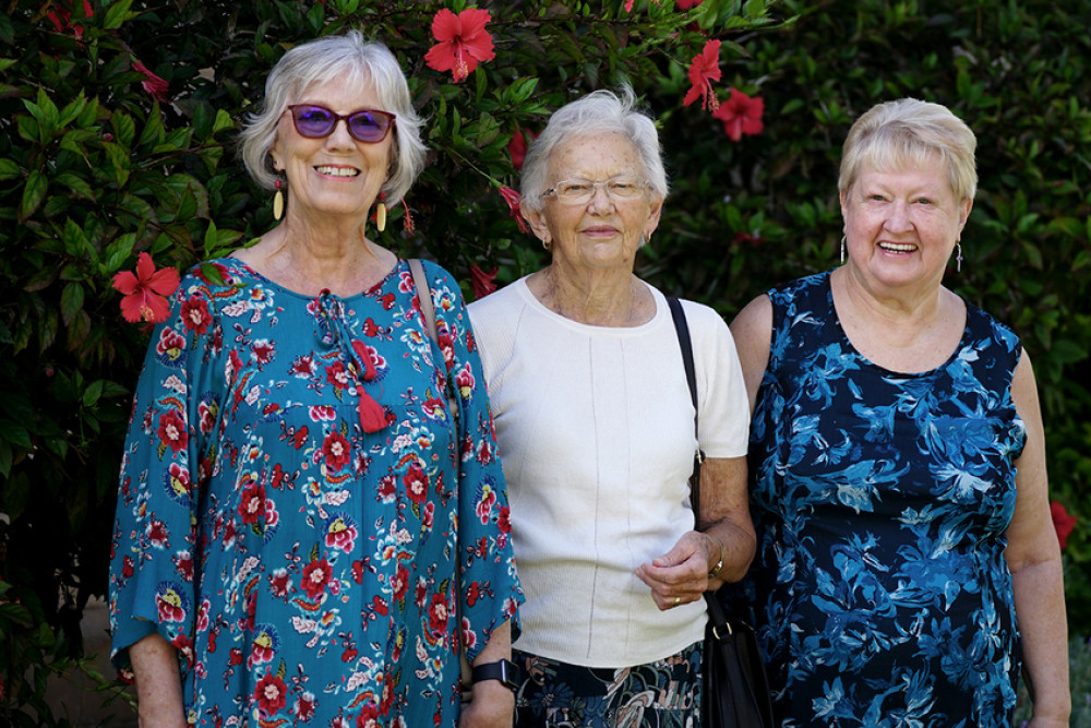 Maggie Littler, Wilma Proudlock and Margaret Casey arrive for the World Day of Prayer.