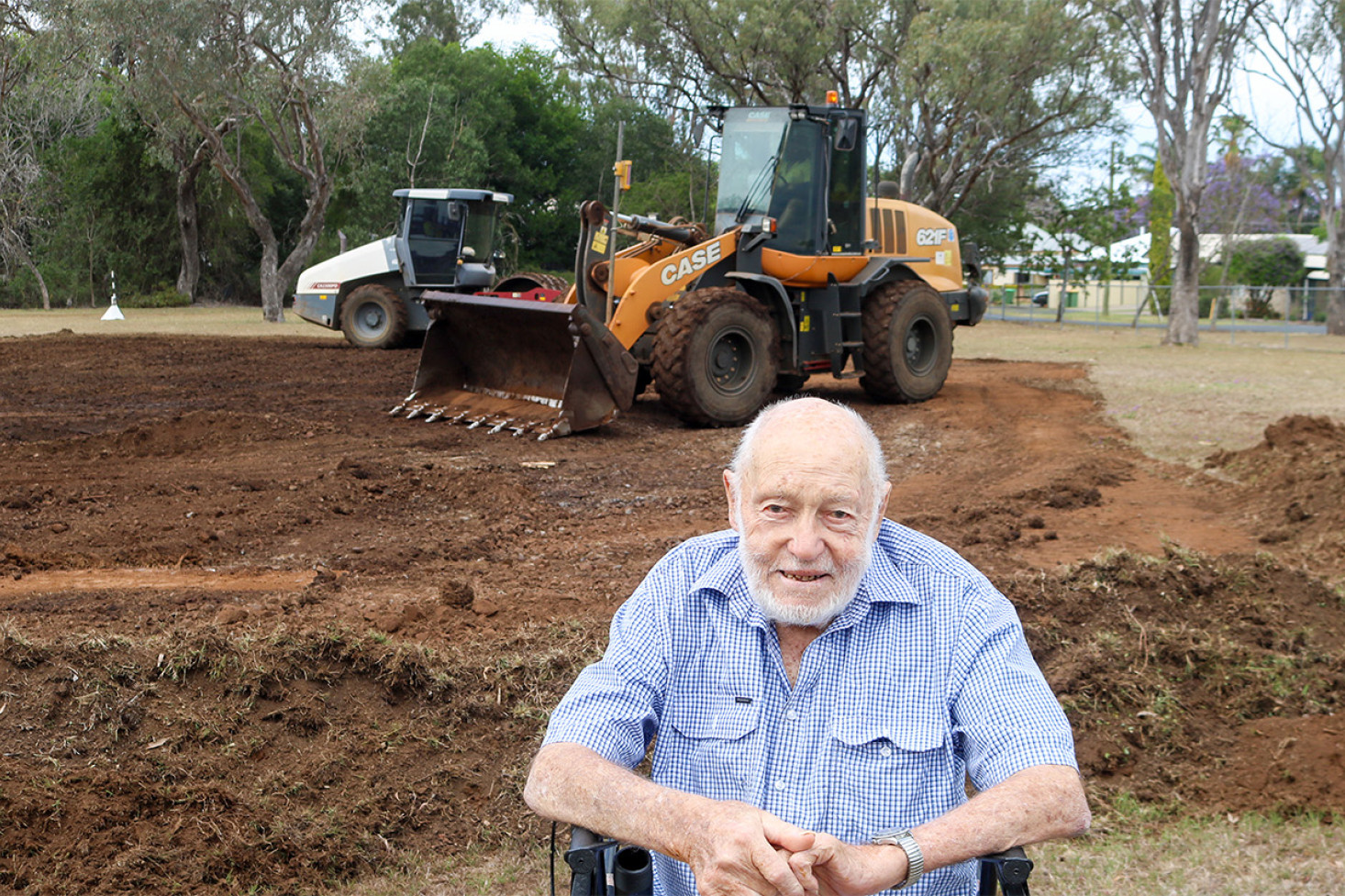 Trevor Saal was at the Pioneer Village on Monday to see work begin on the Pittsworth Women's Shed.