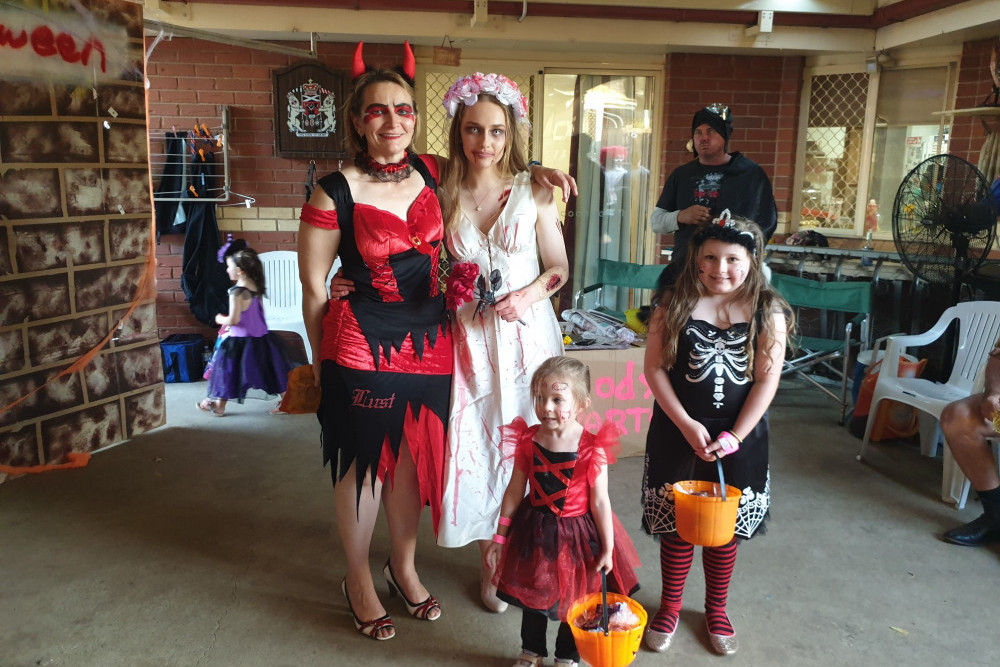 The Phillips Family goes all out decorating their house for Halloween, winning best decorated house in 2019 as voted for by the kids. From left, Leanne and Michelle Phillips with young trick-or-treaters Piper and Tiana.