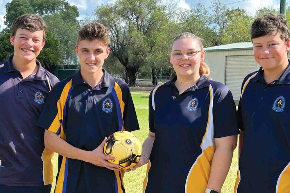 Pittsworth State High School students Ayden Dowe, Qwyntan Pearson, Annabelle Parke and Ryley Dowe showcase the calibre of young leaders in our community today. Absent: Courtney Dowe